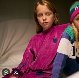 Bobo Choses Fuchsia Velvet Skirt And Long Sleeve Sweater W Heart Set Size 6/7